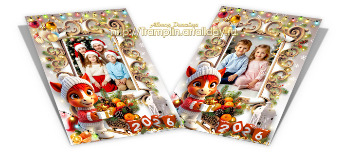 Новогодняя рамка 2026 с Лошадкой