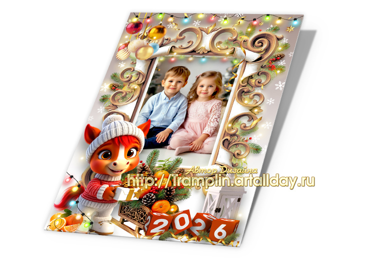 Новогодняя рамка 2026 с Лошадкой